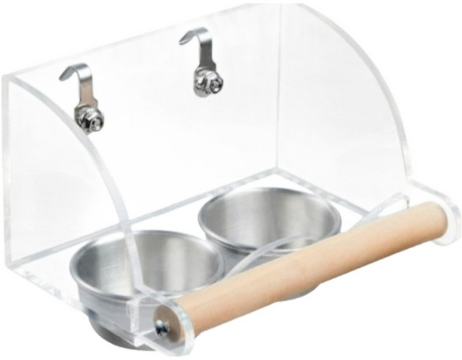 랜보어 앵무새 튐방지 더블 스텐 식기 13.5 x 10.5 x 7.7 cm, 1개