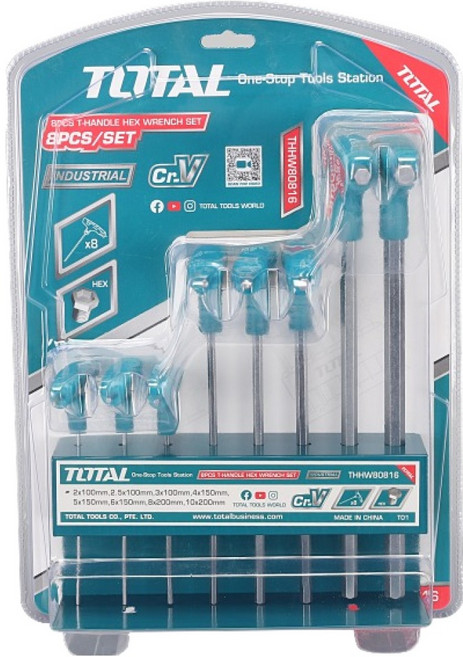 토탈툴스 공구 육각 T렌치 8종 세트, 1세트