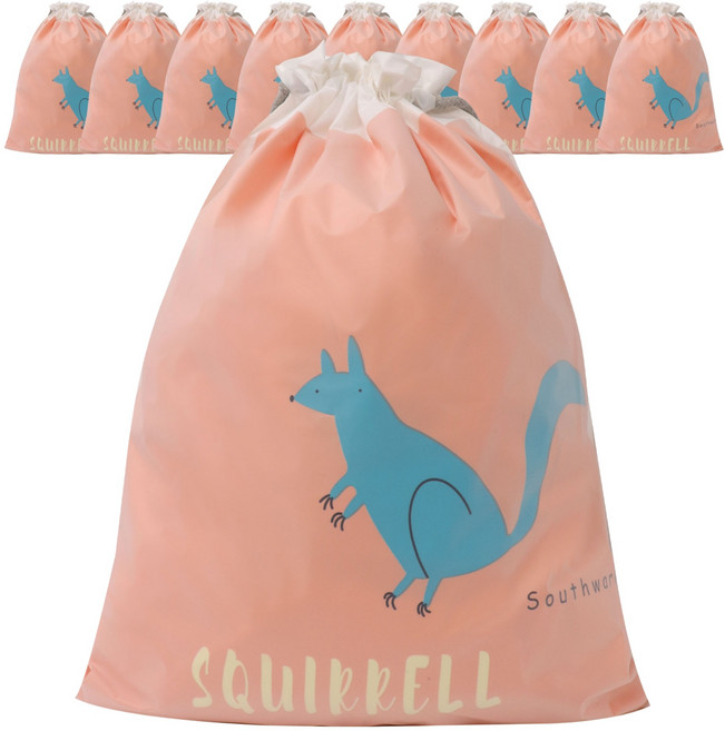 하늬통상 선물 포장 캐릭터 이중 비닐 파우치 특대형, 핑크, 10개