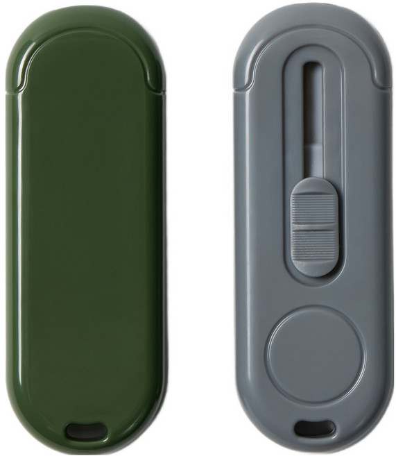 JAJU 자석형 세라믹 택배칼 2종 세트, 카키 + 그레이, 1세트