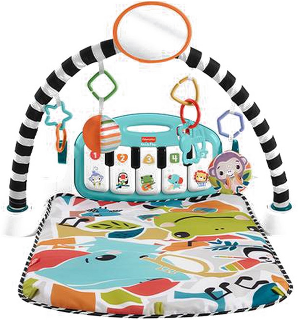 피셔프라이스 유아용 2025 뉴 킥앤플레이 피아노 짐 아기체육관, 블루, 1개