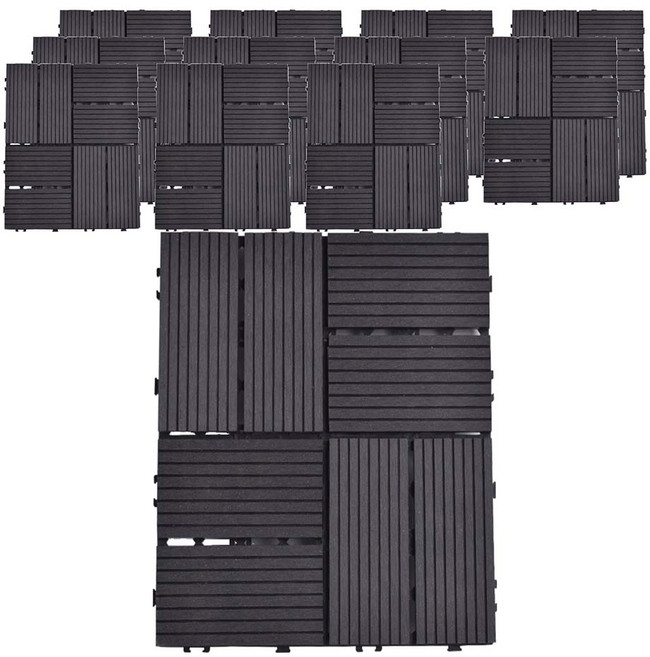 Meric Garden 環保防水防腐拼接塑木地板, 黑色, 12個