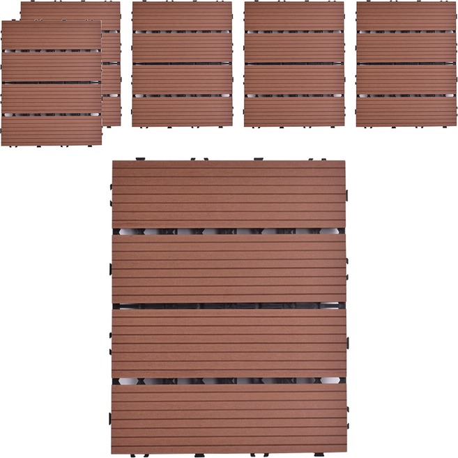Meric Garden 環保防水防腐拼接塑木地板, 茶色, 6個