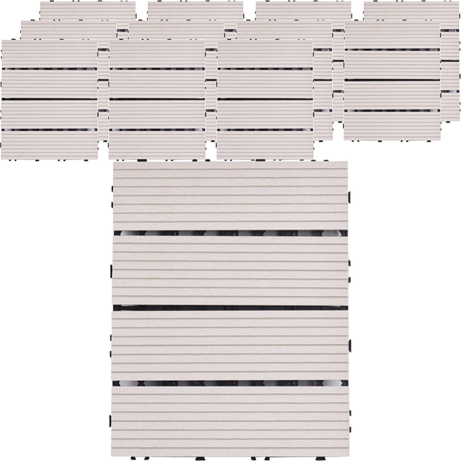 Meric Garden 環保防水防腐拼接塑木地板, 直條灰白色, 12個