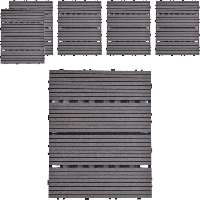 Meric Garden 環保防水防腐拼接塑木地板, 直條灰色, 6個