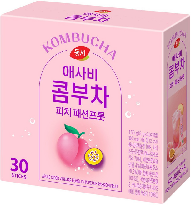 동서 애사비 콤부차 피치 패션프룻, 5g, 30개입, 1개