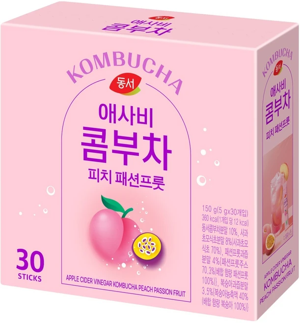 동서 애사비 콤부차 피치 패션프룻, 5g, 30개입, 1개 - 쿠팡