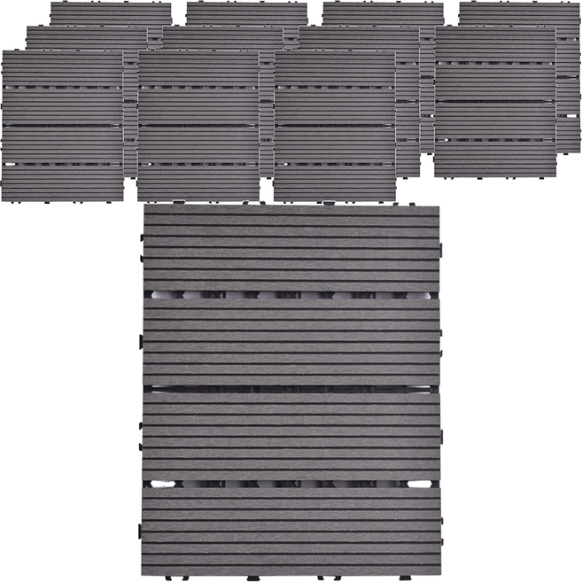 Meric Garden 環保防水防腐拼接塑木地板, 直條灰色, 12個