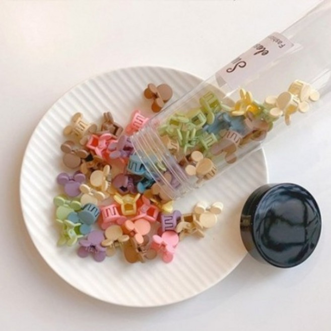 이따따우아 마카롱 미니 집게핀 마우스 1.8 x 1.2 cm 50p + 보관통 세트