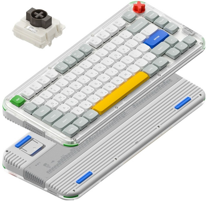 누피 로우 하이 듀얼 프로파일 커스텀 기계식 유무선 텐키리스 키보드 나노, KICK75, 레트로 그레이, 갈축