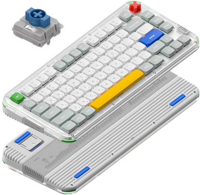 누피 로우 하이 듀얼 프로파일 커스텀 기계식 유무선 텐키리스 키보드 나노, KICK75, 레트로 그레이, 실버축