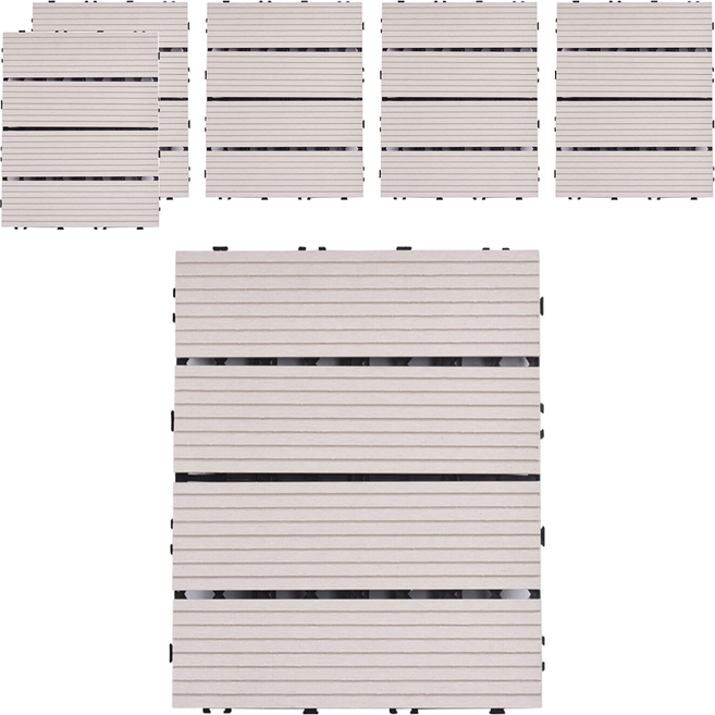 Meric Garden 環保防水防腐拼接塑木地板, 直條灰白色, 6個
