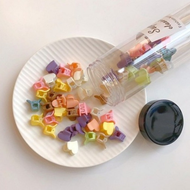 이따따우아 마카롱 미니 집게핀 하트 1.8 x 1.2 cm 50p + 보관통 세트