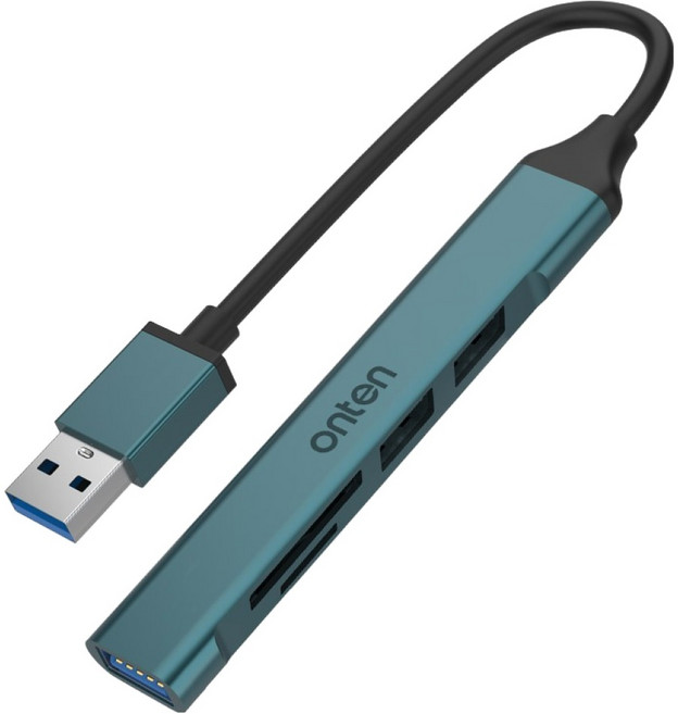 온텐 3포트 USB 2.0 멀티 허브 TF / SD 카드리더 FW162, 1개, 혼합색상