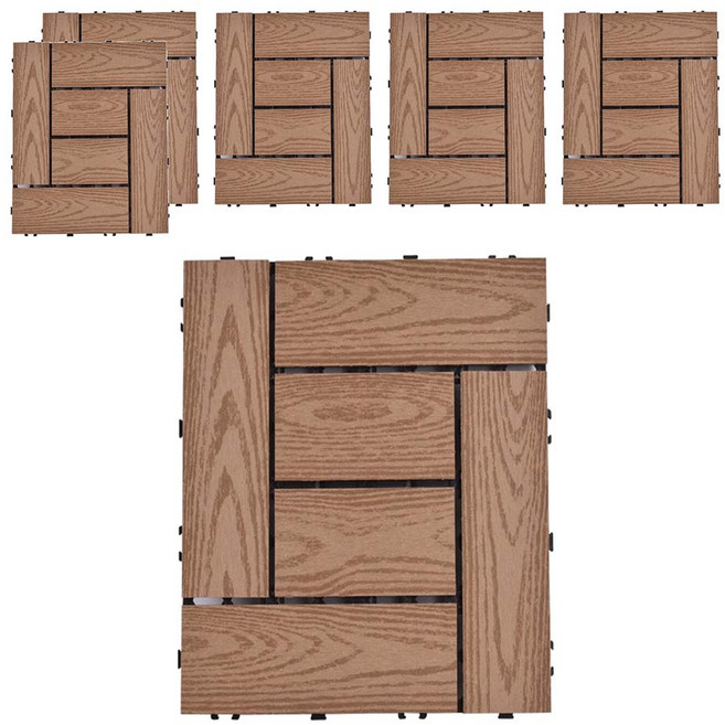 Meric Garden 環保防水防腐拼接塑木地板, 柚木色, 6個