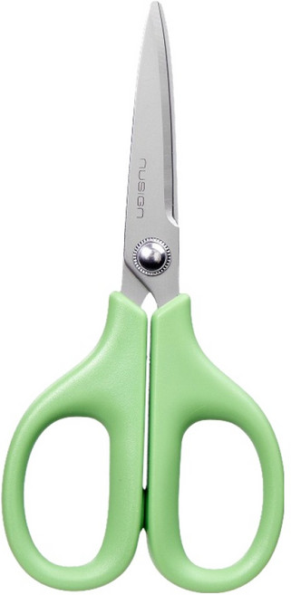 델리 누사인 휴대용 티타늄 코팅 사무용 3D 커브 가위, 그린, 1개