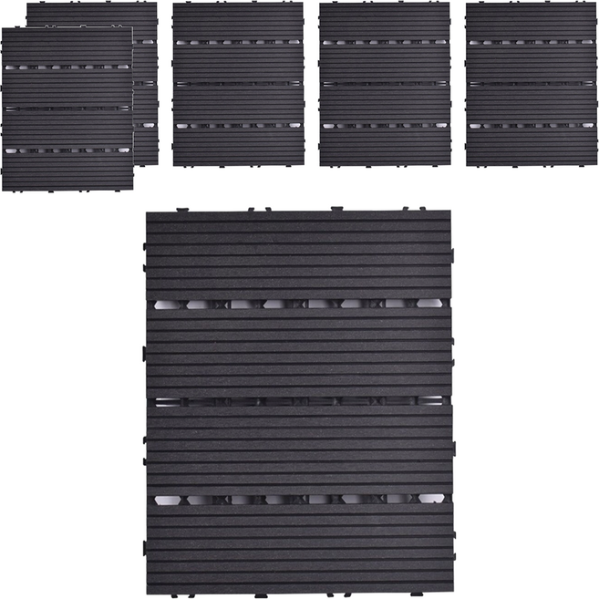 Meric Garden 環保防水防腐拼接塑木地板, 黑色, 6個