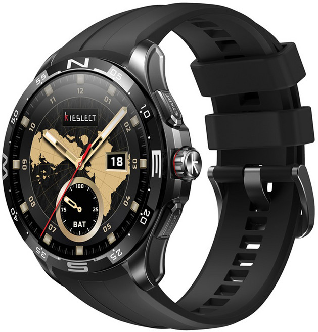 KIESLECT Actor LTPO 矽膠錶帶 智慧型手錶 圓形 1.6" GPS 藍牙通話 黑色 15 Days Battery Life 150+ Sport Modes