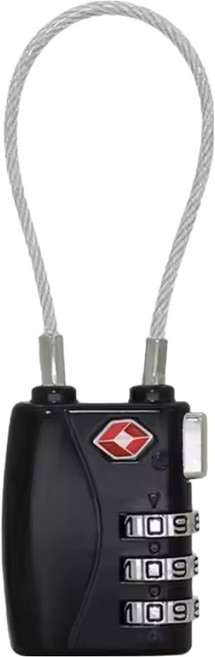 철물대장 해외 여행용 와이어 자물쇠 블랙, 1개