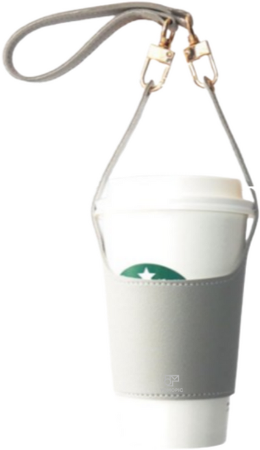 요모픽 가죽 텀블러 휴대용 음료 파우치, 라이트그레이, 1개