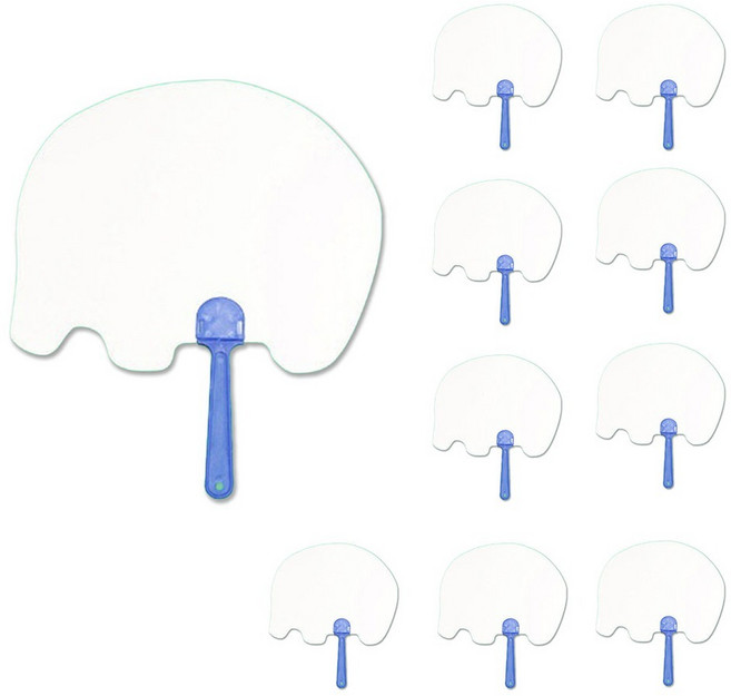 문구담 여름 투명 부채 만들기 재료 세트 엘리펀트 42번, 화이트, 10세트