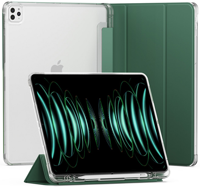 신지모루 클리어 애플펜슬 수납 태블릿PC 케이스, 딥 그린, 1개