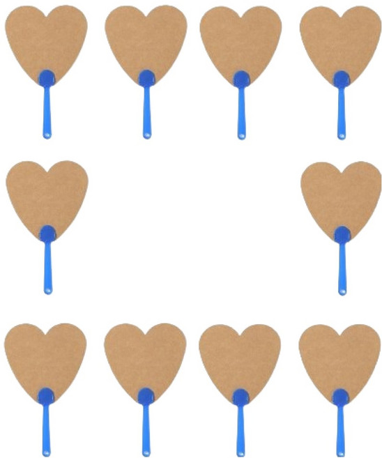 문구담 여름 투명 부채 만들기 재료 세트 크라프트 종이 하트, 화이트, 10세트