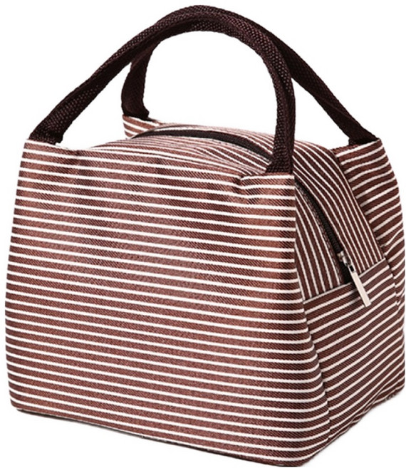 하우즈룸 미니 피크닉 스트라이프 보냉가방, 브라운, 1개
