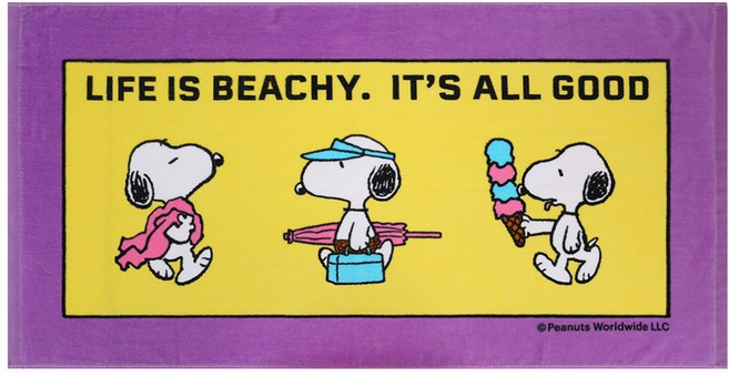 송월타월 스누피 올굿50 비치 타월 50 x 100 cm, 퍼플, 1개