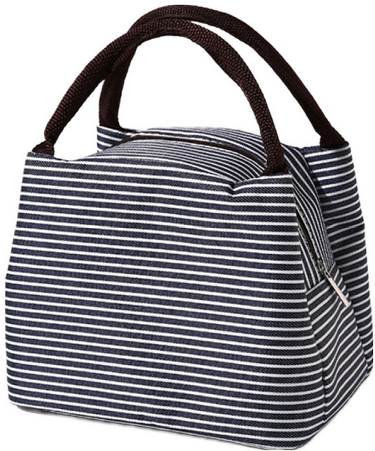 하우즈룸 미니 피크닉 스트라이프 보냉가방, 블랙, 1개
