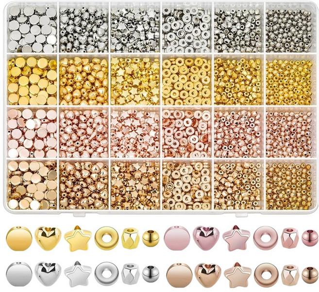 코히모 구슬 악세사리 DIY 비즈 2160p 세트 5W0405, 1세트, 혼합색상