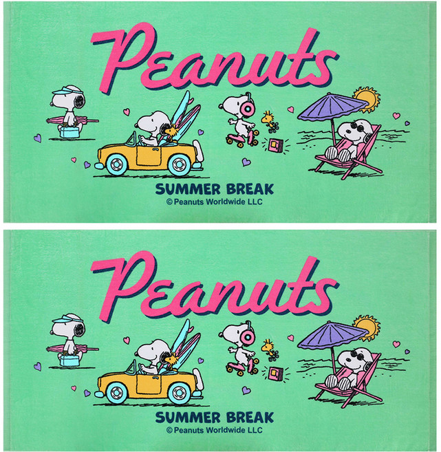 송월타월 스누피 썸머브레이크50 비치타월 50 x 100 cm, 2개, 그린