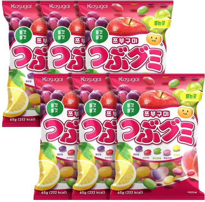 카수가이 쯔부구미 젤리빈, 65g, 6개