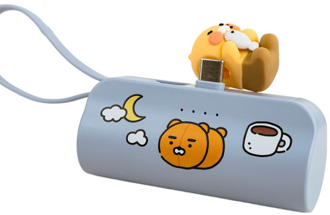 카카오프렌즈 CS 도킹형 보조배터리 5000mAh 멀티단자, 하늘, CSDPB-02