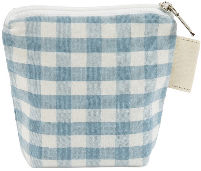 세맘스 안감방수 멜란지 체크 약파우치, 블루