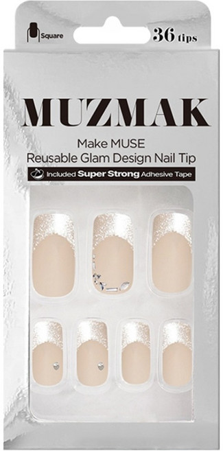 뮤즈마크 리유저블 글램 디자인 네일팁 스퀘어 세트, 1개, 시나몬 더스트