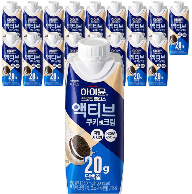 하이뮨 프로틴 밸런스 액티브 쿠키앤크림, 250ml, 18개