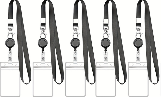 아이디어룸 사원증 + 릴홀더 + 목걸이 세트, 블랙, 5세트