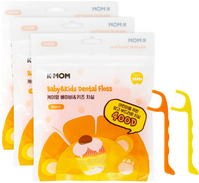 케이맘 베이비 키즈 치실, 7.5cm, 80개입, 3개