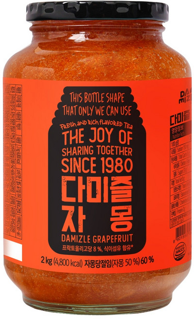 다미즐 자몽 과일청, 2kg, 1개입, 1개