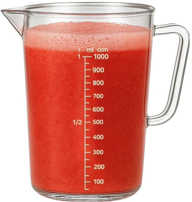 리빙메이커 업소용 PC비커 가벼운 워터포트 물 피쳐 계량컵, 투명, 1L, 1개