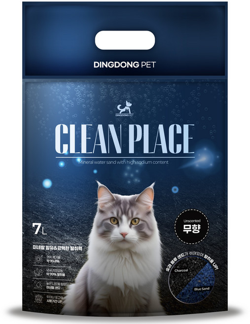 딩동펫 클린 플레이스 미네랄 벤토나이트 고양이 모래, 7L, 1개, 무향