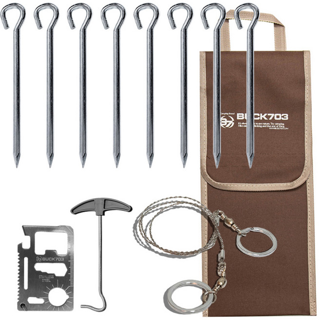 벅703 단조팩가방 + 고강도 파워링 30cm x 8p + 팩 제거기 + 줄 톱 + 카드칼, 1세트