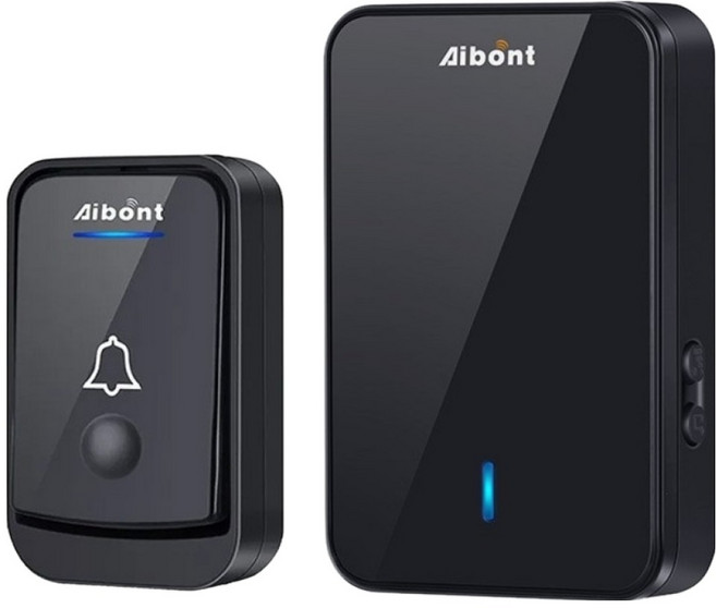 Aibont 愛本特 免佈線遠距離無線門鈴 一拖一 呼叫器/電子門鈴 黑色, 1組