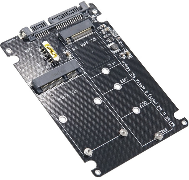 컴스 mSATA M.2 NGFF B M Key SSD SATA3 변환 어댑터, 1개, BF469