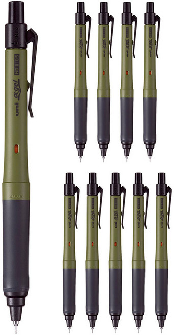 유니 알파겔 스위치샤프 M5-1009 다크올리브, 0.5mm, 10개