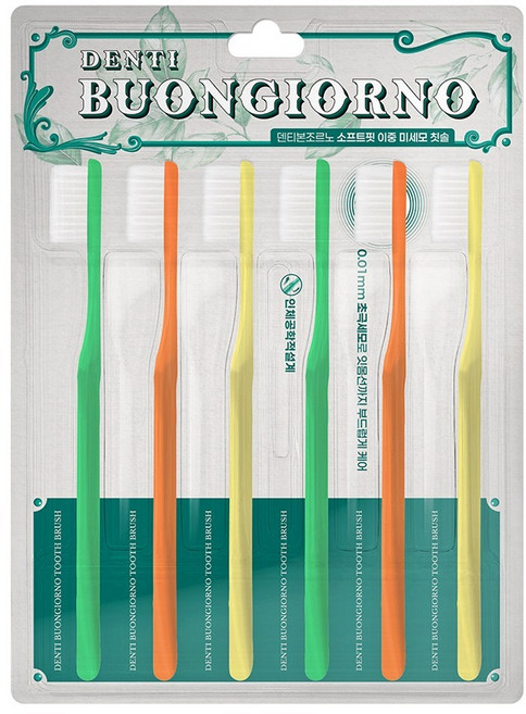 덴티본조르노 소프트핏 이중 미세모 칫솔 3종, 6개입, 1세트