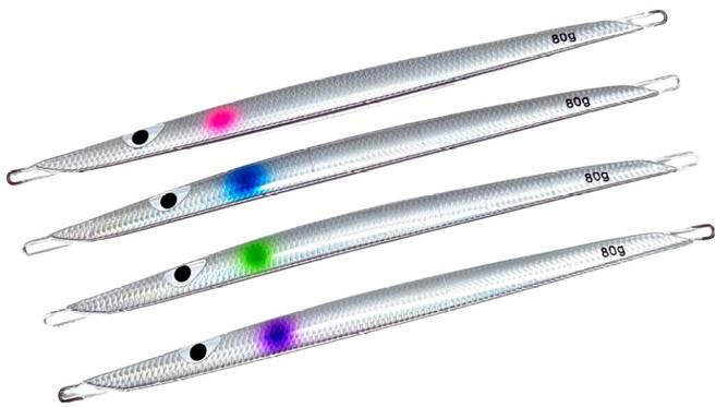 즐낚 캐스팅 롱 메탈지그 4종세트, 핑크, 블루, 그린, 퍼플, 4개, 80g