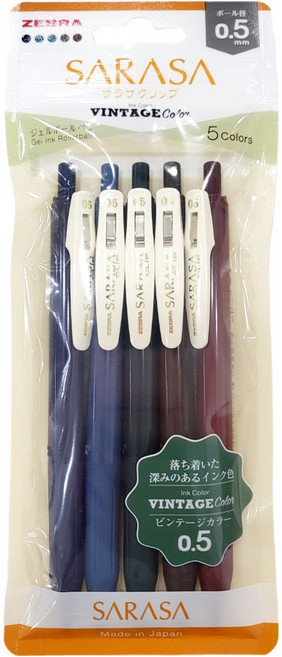 제브라 사라사 클립 빈티지 젤잉크펜 1 0.5mm 5종 세트, 다크블루, 블루그레이, 그린블랙, 브라운그레이, 레드블랙, 1세트