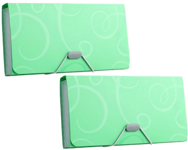 미소로운 13칸 사무용 영수증 정리 아코디언 영수증정리함 B6, 그린, 2개